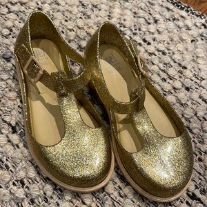 Mel Melissa Girls Gold Glitter Mary Jane Shoes